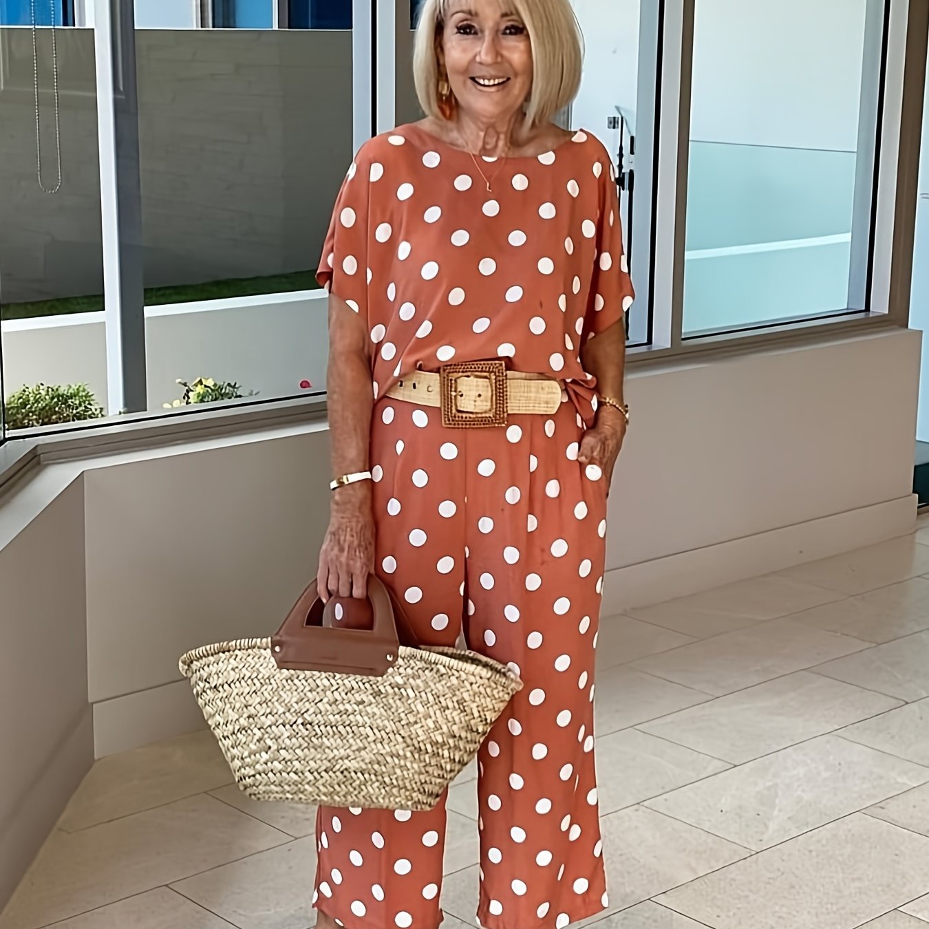 Conjunto de Puntos de Camisa y Pantalón Mujer