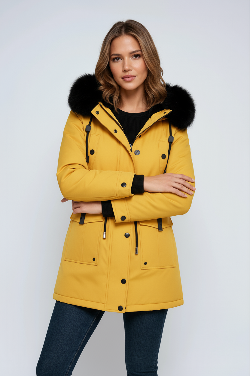 Parka Invierno Mujer Abultada Cuello Pelo