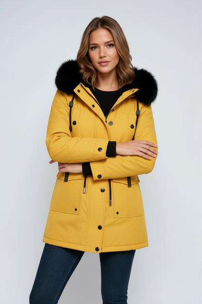 Parka Invierno Mujer Abultada Cuello Pelo