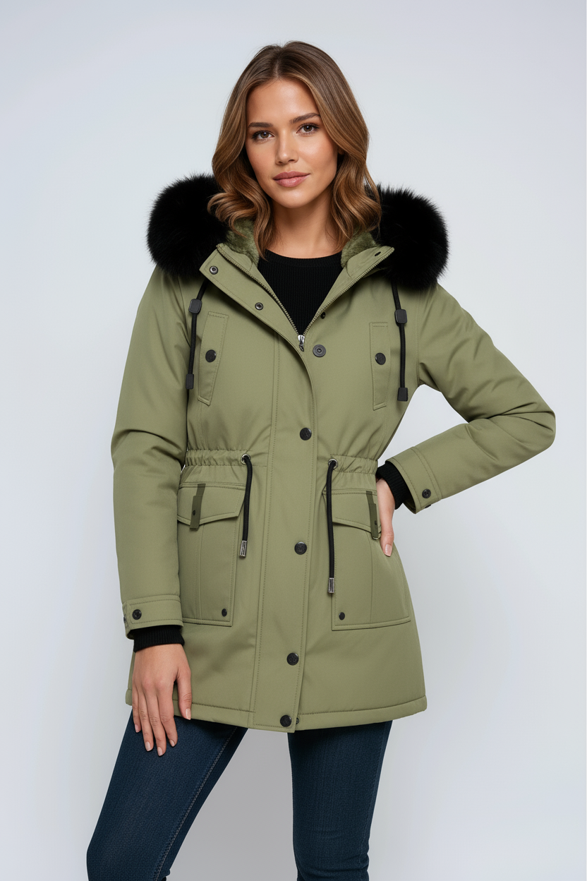 Parka Invierno Mujer Abultada Cuello Pelo