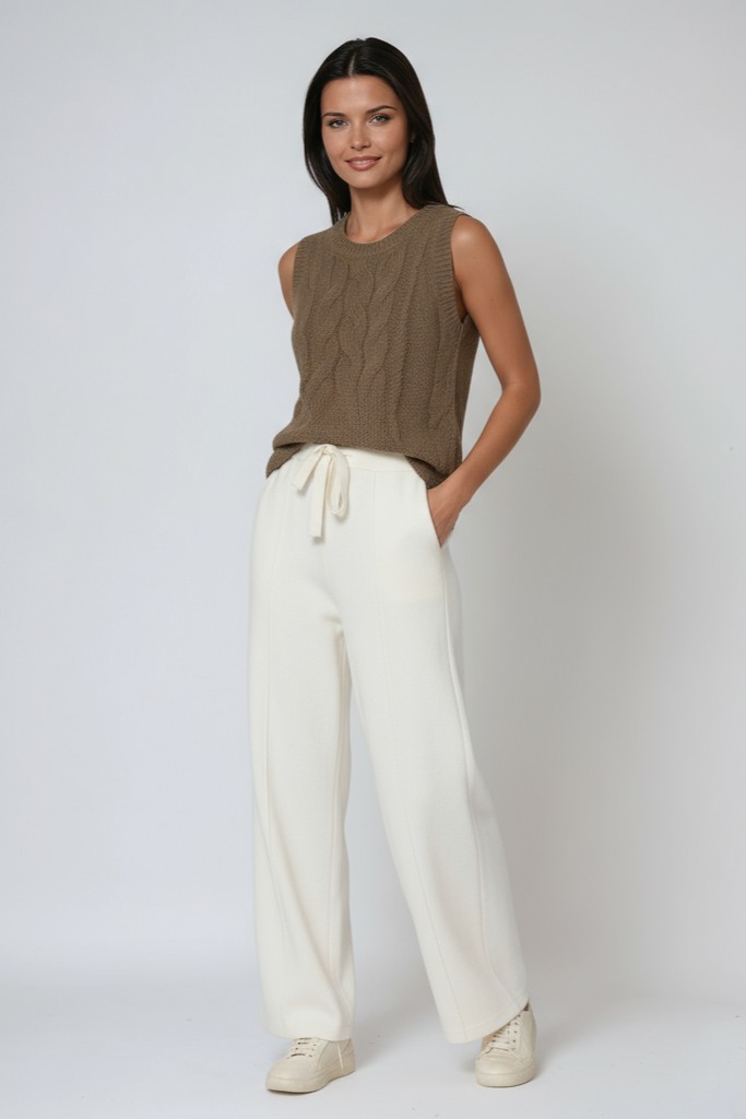 Pantalón de punto mujer cintura elástica