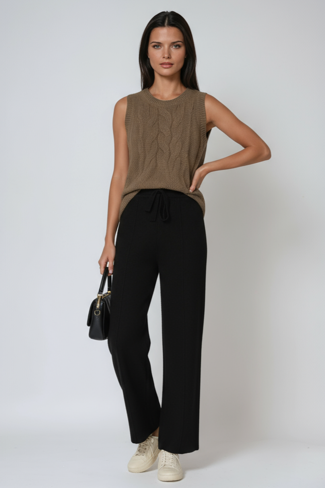 Pantalón de punto mujer cintura elástica