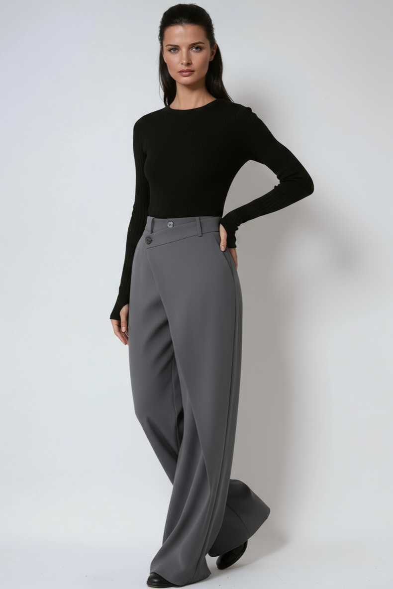 Pantalón mujer ancho cómodo cruzado negro