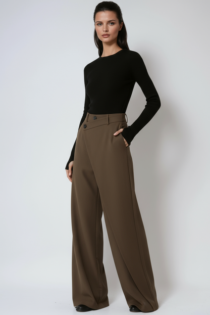 Pantalón mujer ancho cómodo cruzado negro