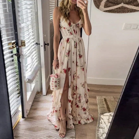 Vestido Florado Elegante con Escote - Vestiria