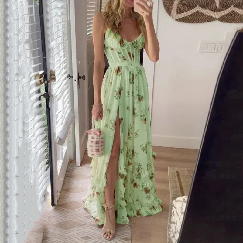 Vestido Florado Elegante con Escote