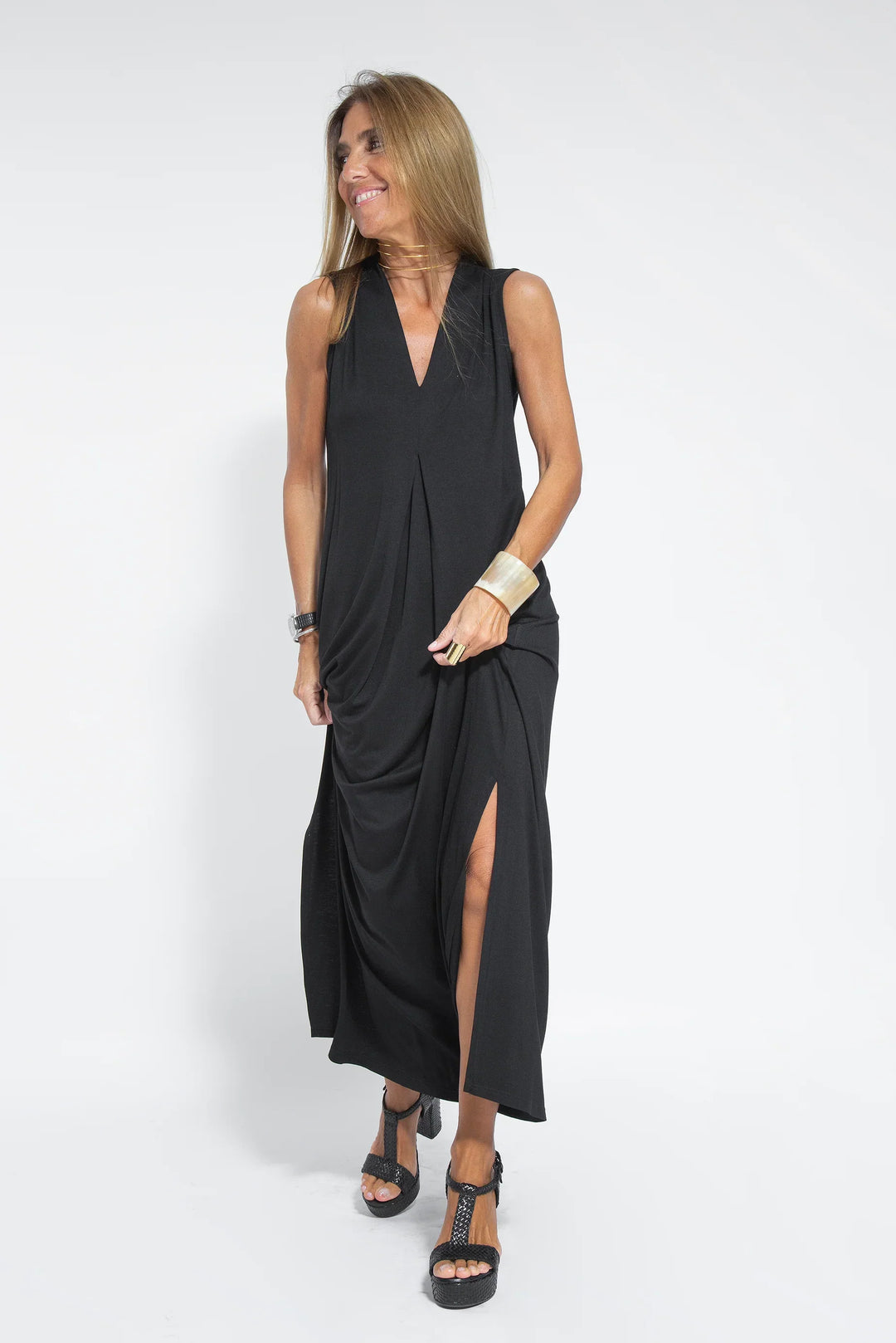 Vestido Elegante Largo Cuello Pico - Vestiria