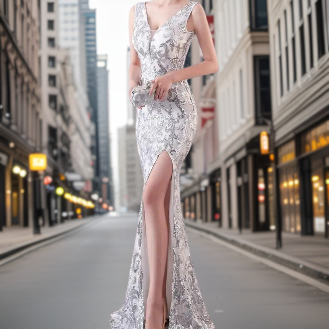 Vestido de Noche Elegante de Encaje Sirena