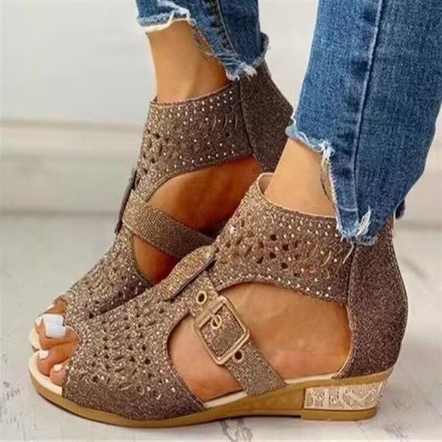 Sandalias Cómodas con Tacón Bajo Mujer