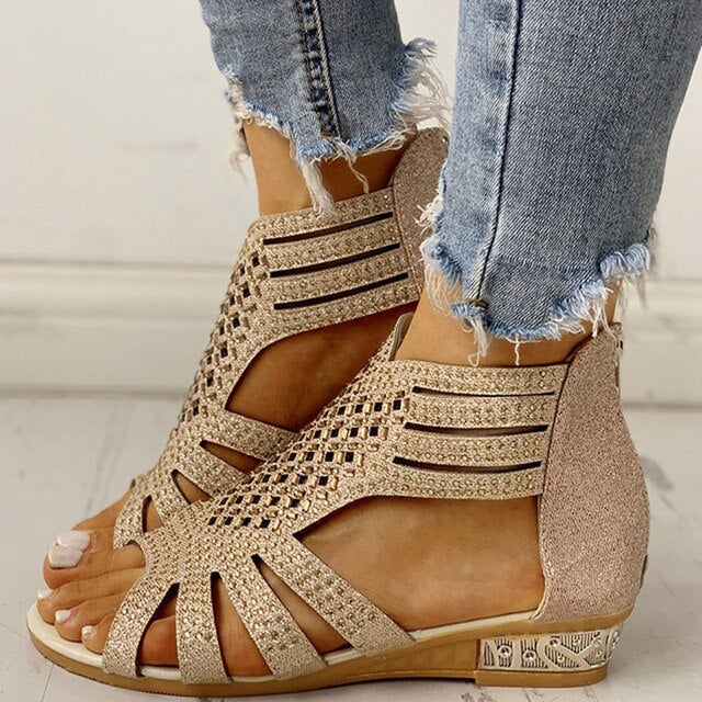 Sandalias Cómodas con Tacón Bajo Mujer - Vestiria