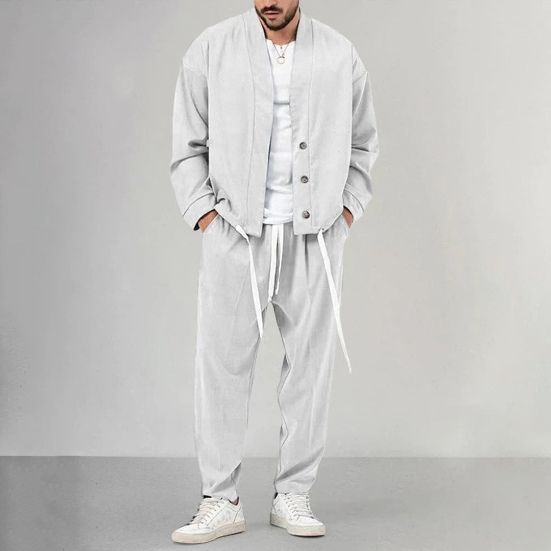 Traje Hombre Cárdigan Pantalón Cómodo