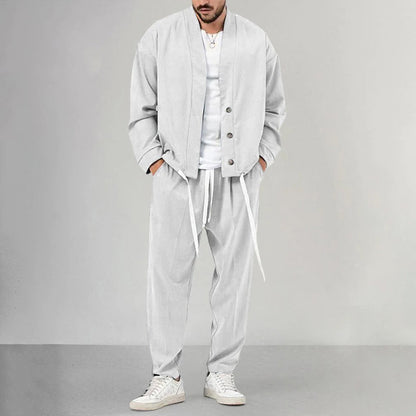 Traje Hombre Cárdigan Pantalón Cómodo