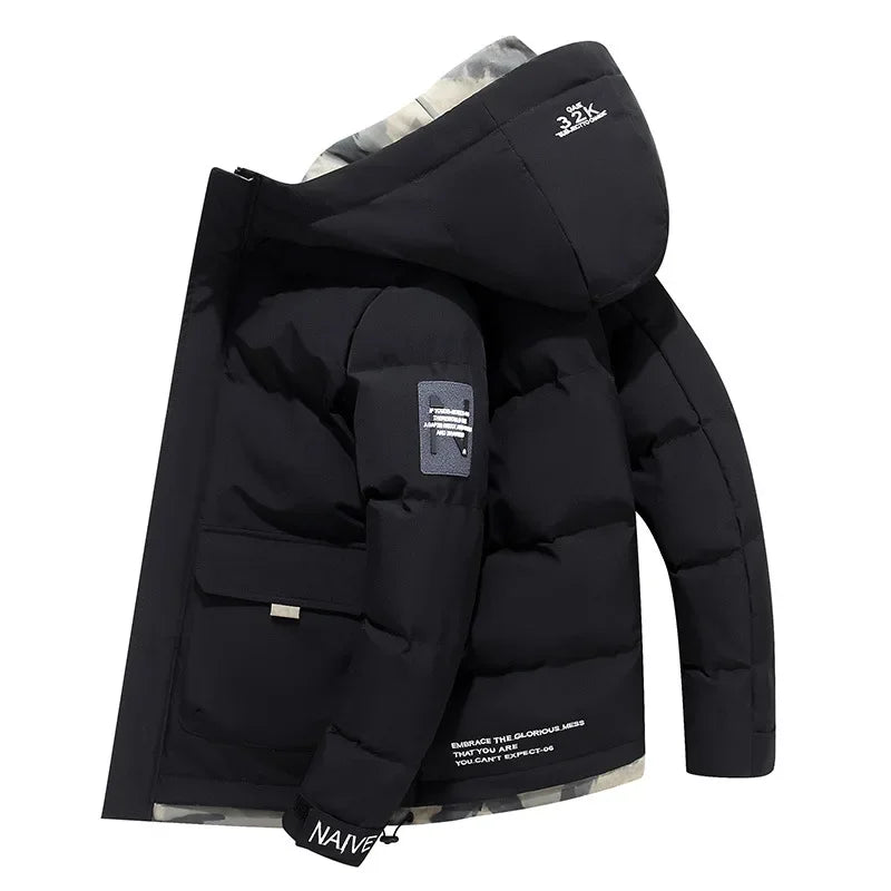 Chaqueta invernal abrigada con capucha para hombre - Vestiria