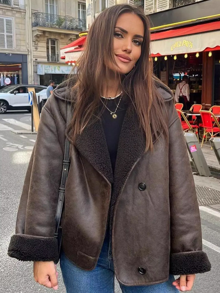 Chaqueta Mujer Abrigo Doble Botón Texturizado - Vestiria