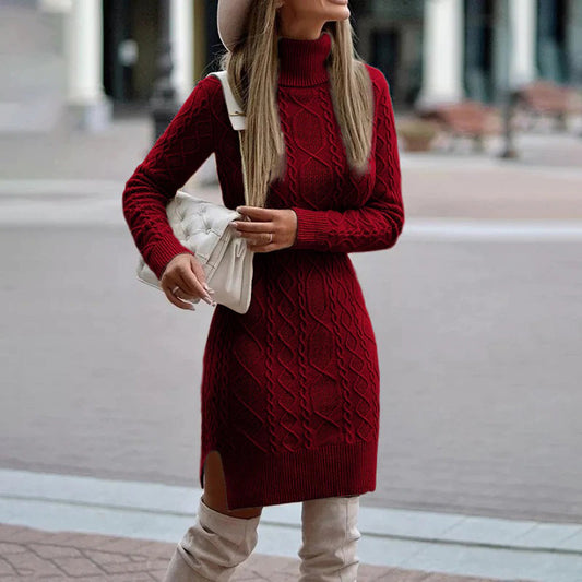 Vestido Invierno Mujer Cuello Alto Abrigado - Vestiria