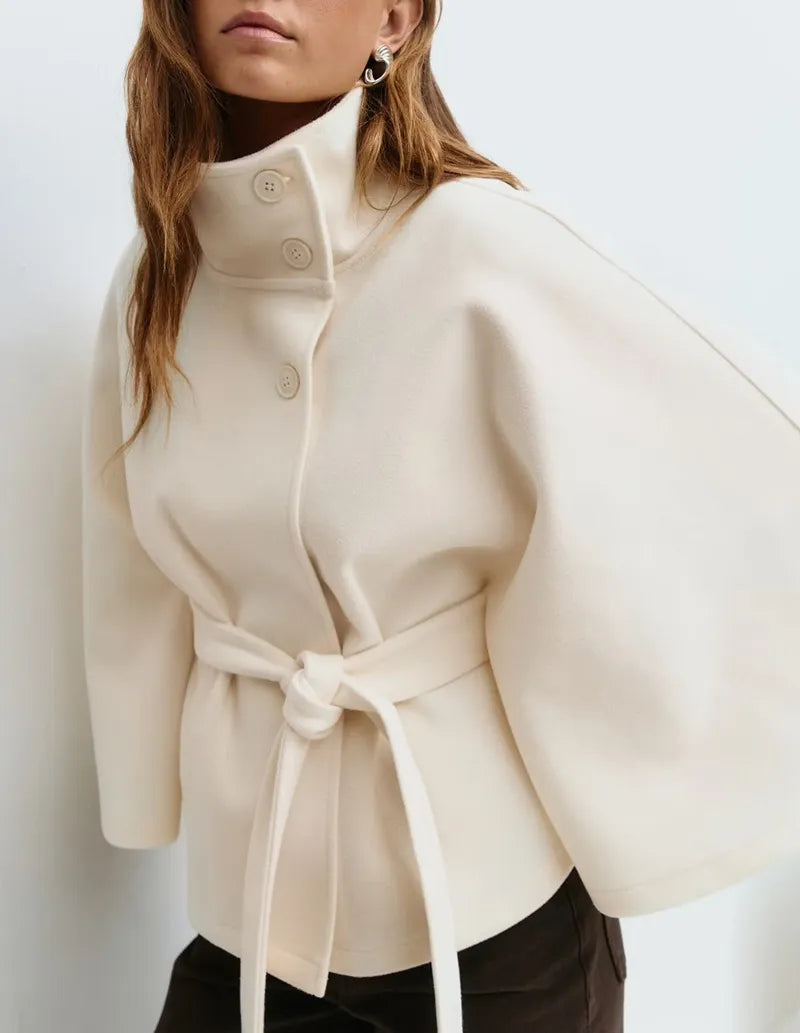 Abrigo Capa Invierno Mujer Cuello Alto