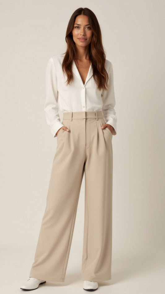 Pantalones Mujer Amplios Cintura Alta Primavera - Vestiria