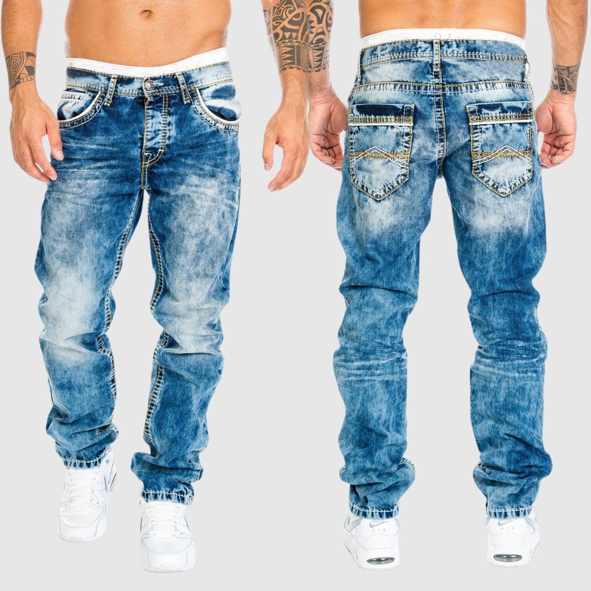 Pantalones Vaqueros Hombre Desgastados Clásicos - Vestiria
