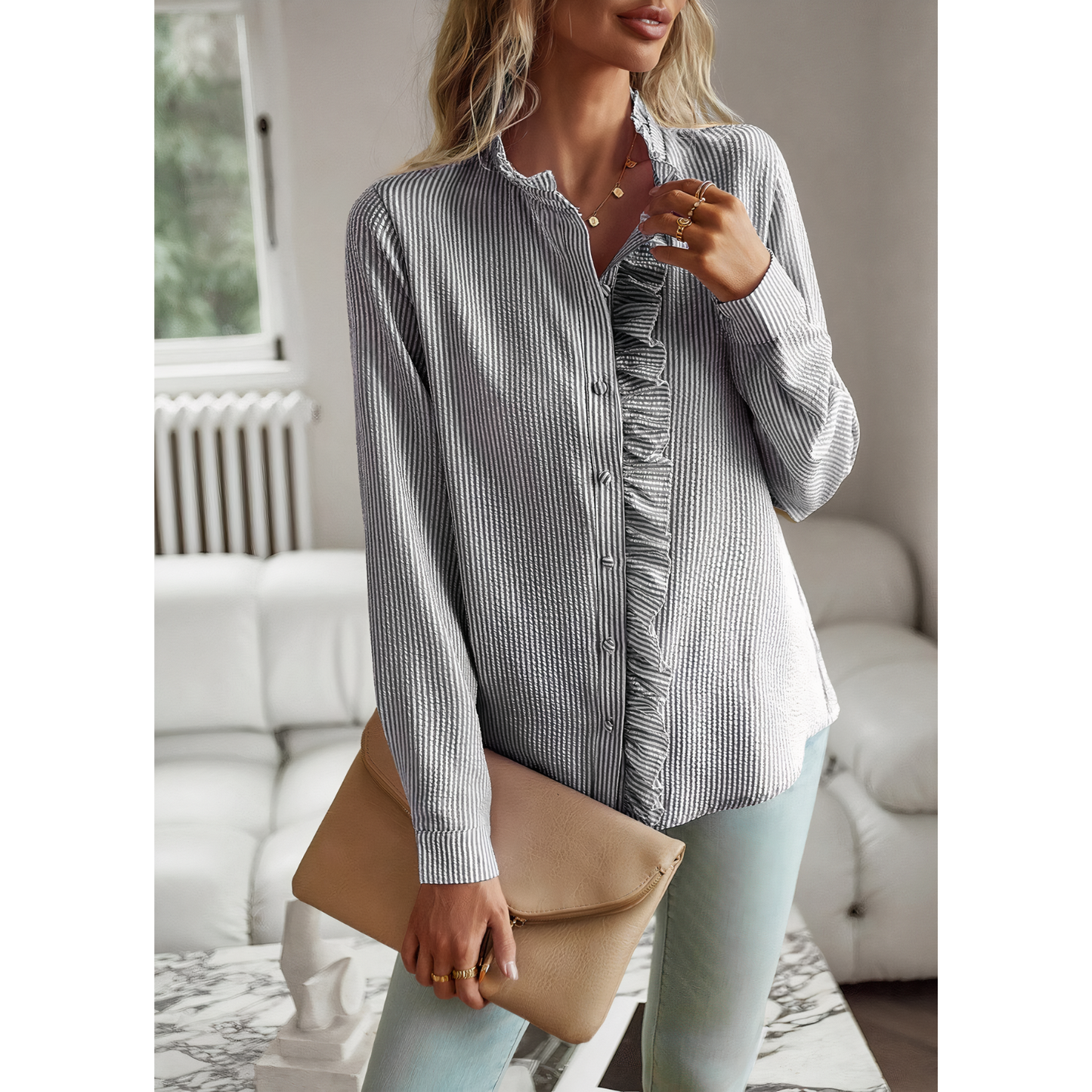 Camisa Encaje Romántica Mujer - Vestiria