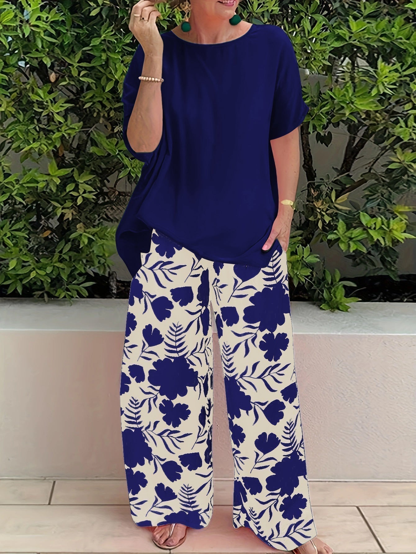 Conjunto Mujer Floral Cómodo Verano