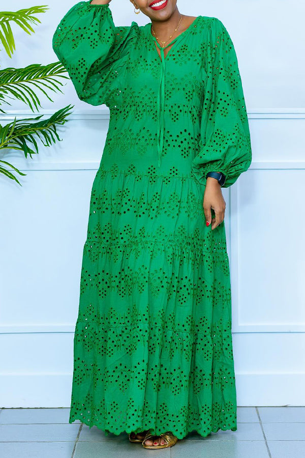 Vestido Maxi Informal Manga Larga