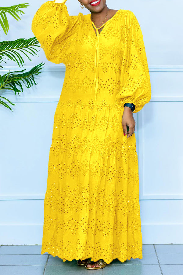 Vestido Maxi Informal Manga Larga