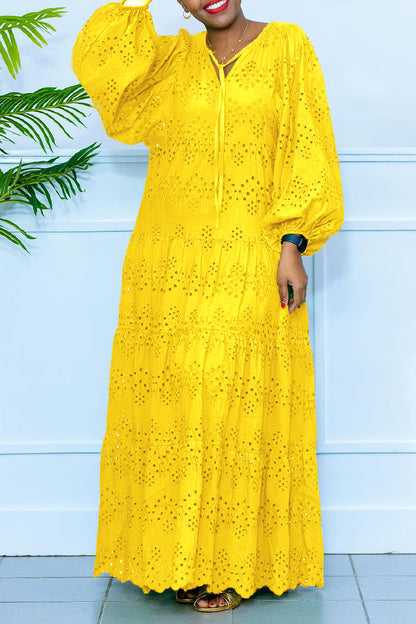 Vestido Maxi Informal Manga Larga