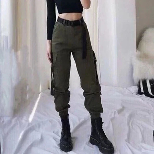 Pantalón Mujer Cintura Alta con Cinturón Detalle