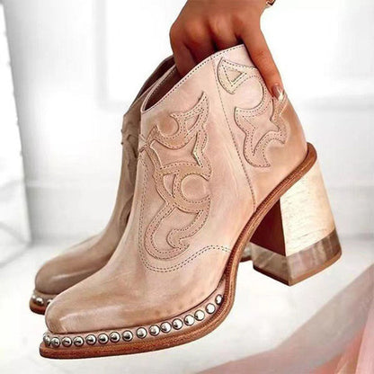 Botas Piel Elegantes con Bordado