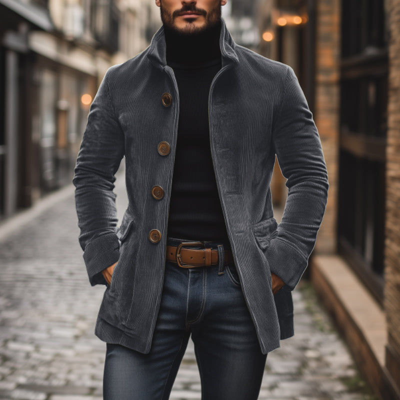 Chaqueta de Piel Hombre Clásica Texturizada