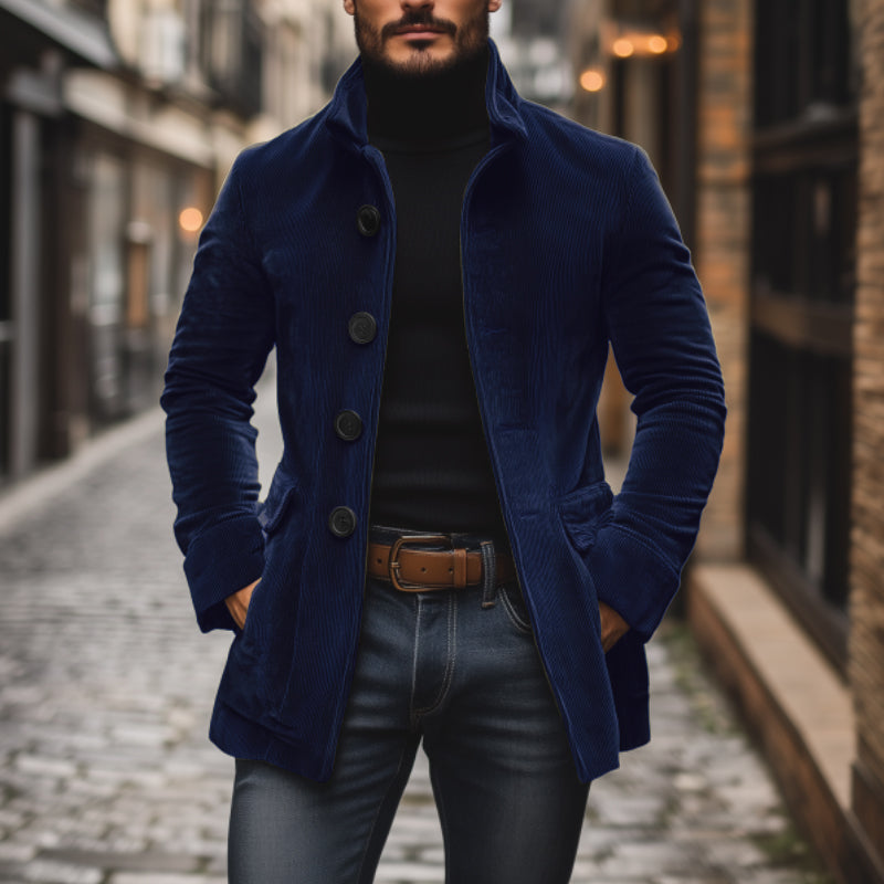 Chaqueta de Piel Hombre Clásica Texturizada