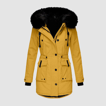 Abrigo Invierno Mujer Cuello Piel Imitación