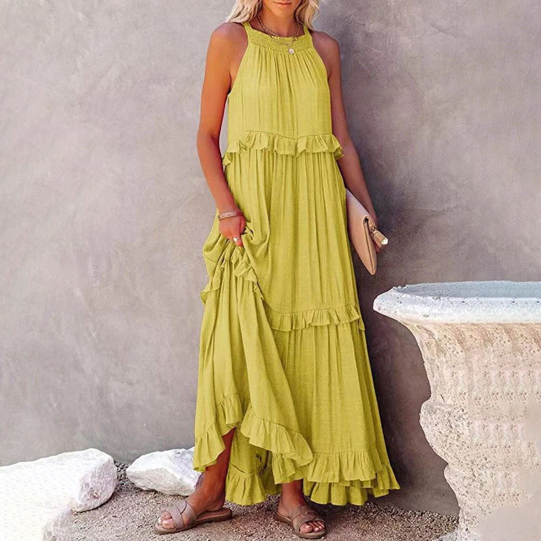Vestido Maxi Elegante Sin Mangas Floral