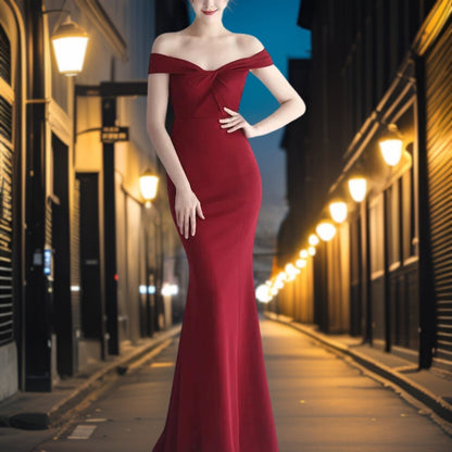 Vestido Noche Satén Elegante Mujer