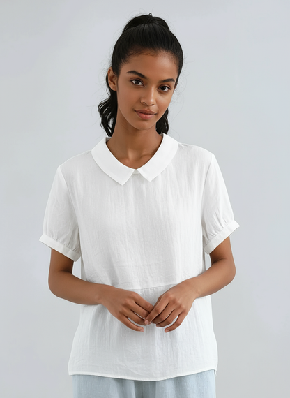 Blusa Mujer Algodón Manga Corta Estilo Verano