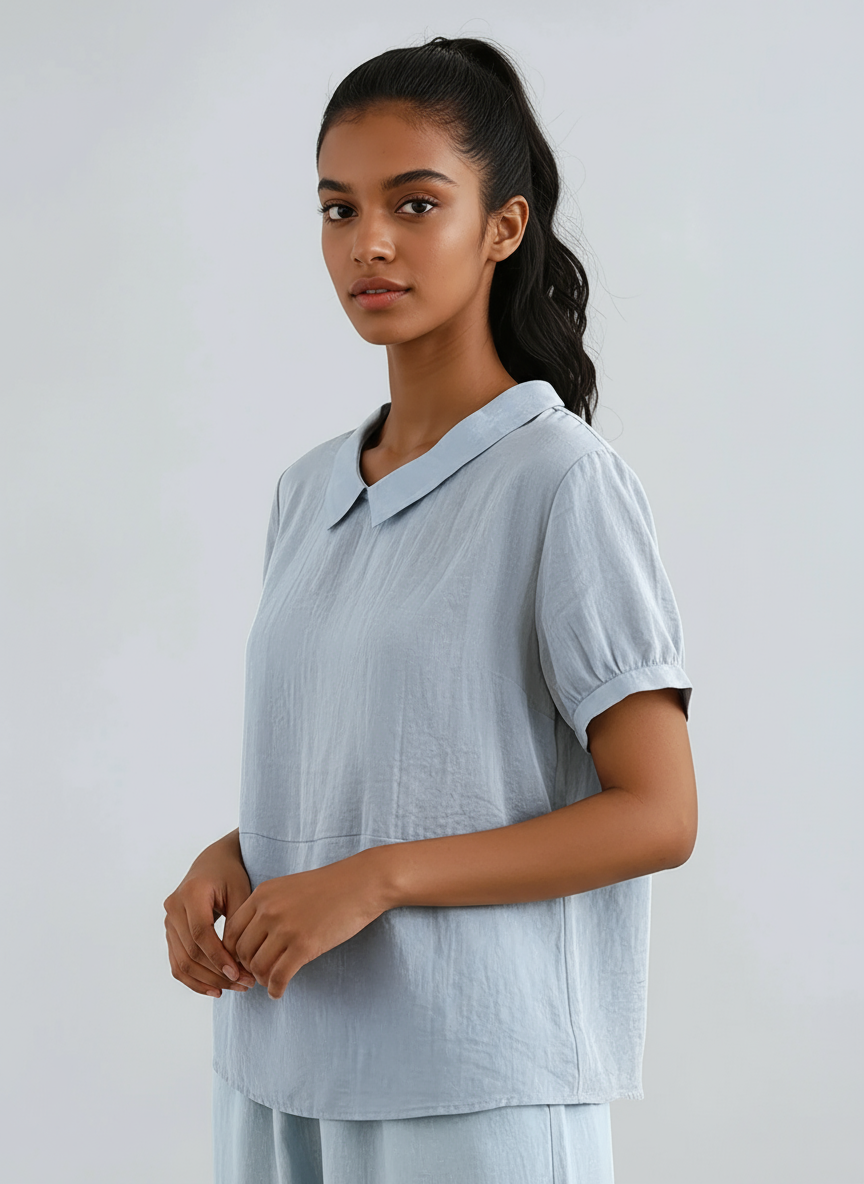 Blusa Mujer Algodón Manga Corta Estilo Verano