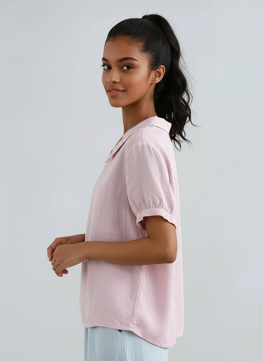 Blusa Mujer Algodón Manga Corta Estilo Verano