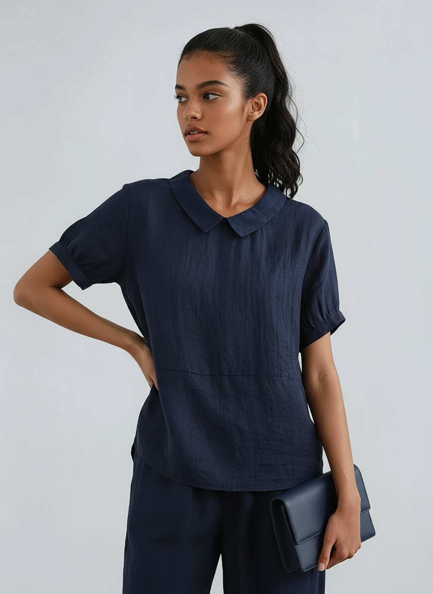 Blusa Mujer Algodón Manga Corta Estilo Verano