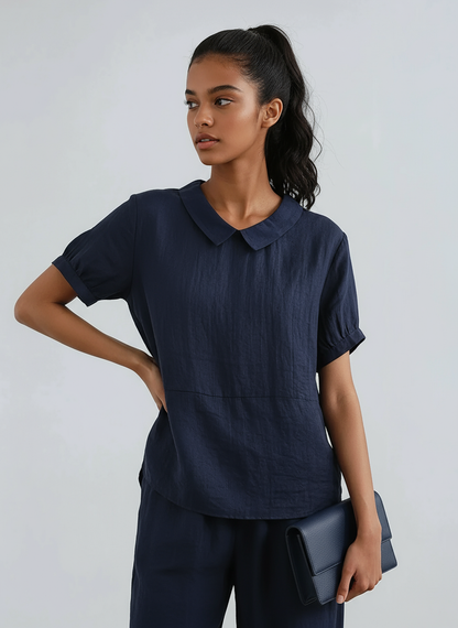 Blusa Mujer Algodón Manga Corta Estilo Verano