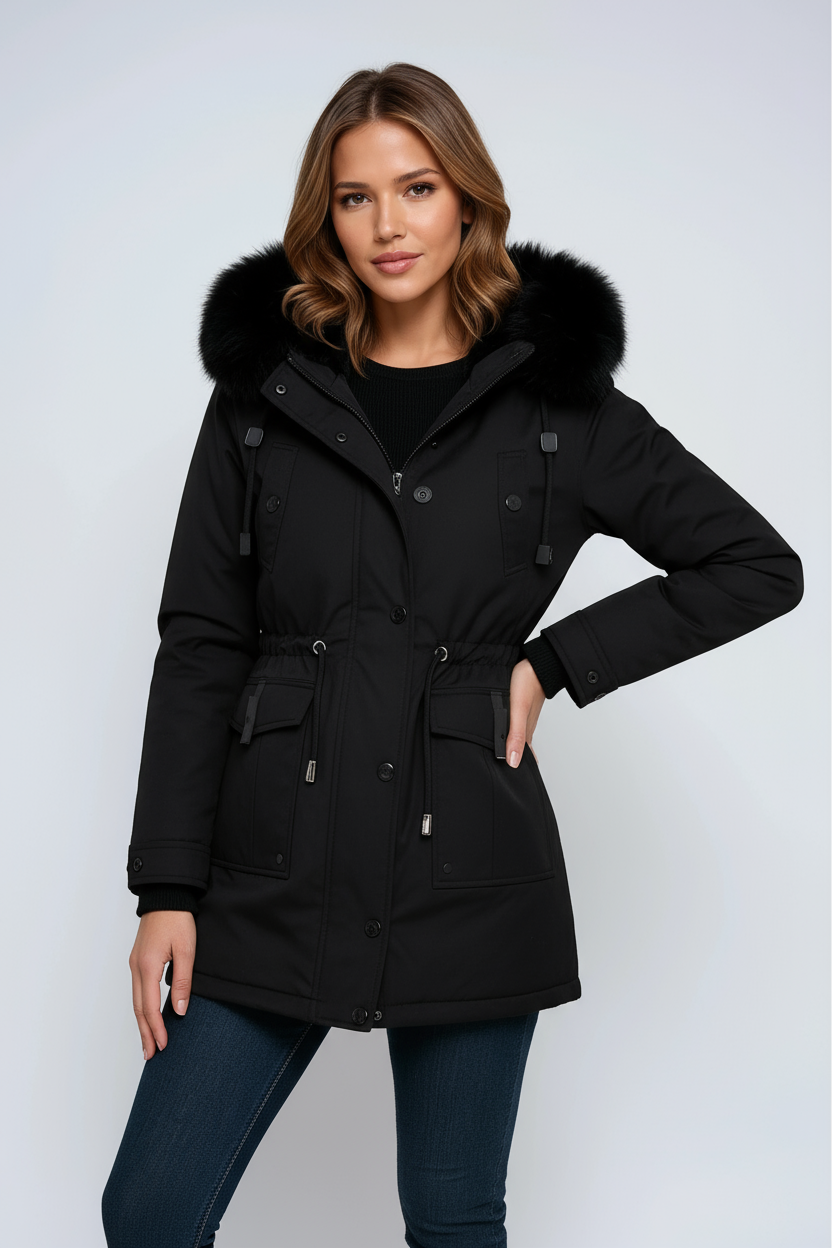 Parka Invierno Mujer Abultada Cuello Pelo