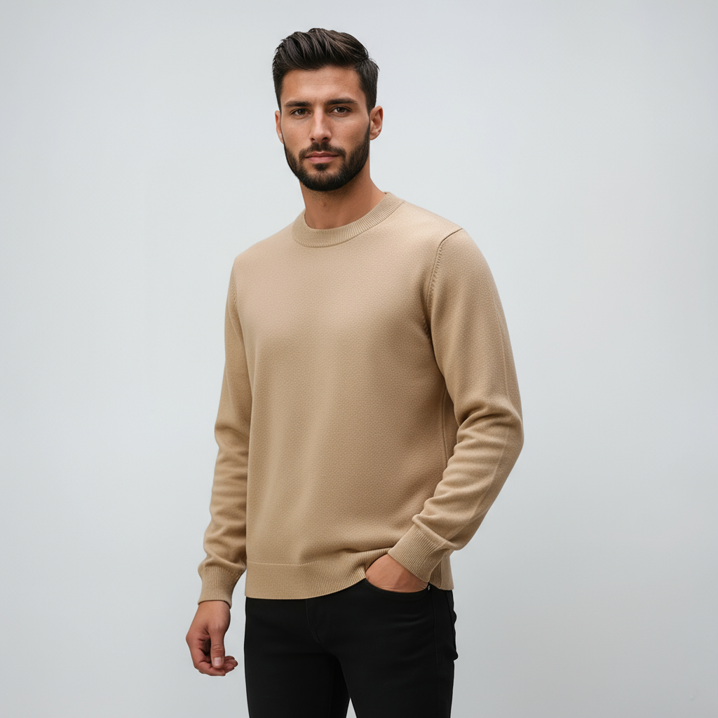 Jersey Hombre Clásico Cuello RedondoIntialized Minimalista → Jersey Hombre Sencillo y Elegante - Vestiria