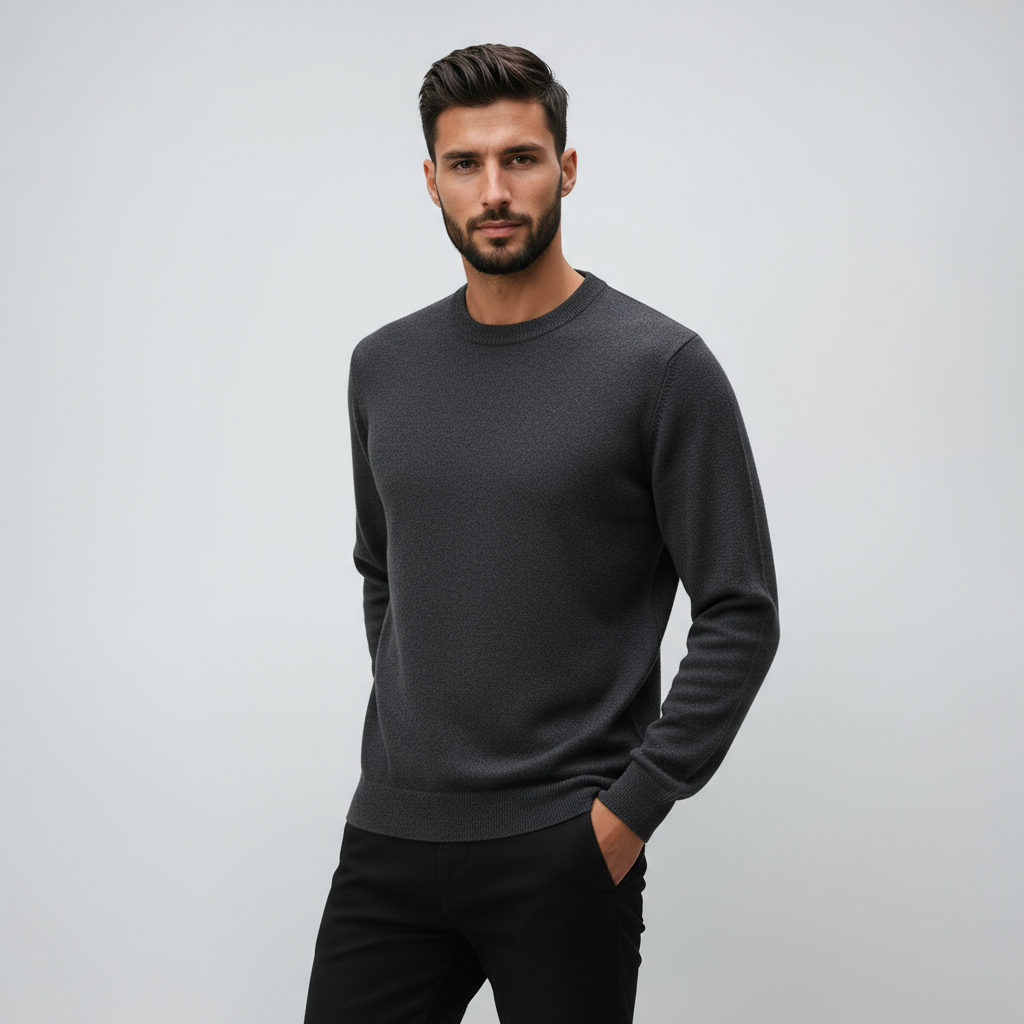 Jersey Hombre Clásico Cuello RedondoIntialized Minimalista → Jersey Hombre Sencillo y Elegante