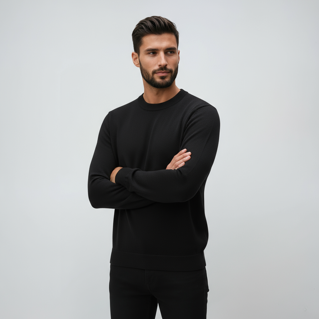 Jersey Hombre Clásico Cuello RedondoIntialized Minimalista → Jersey Hombre Sencillo y Elegante