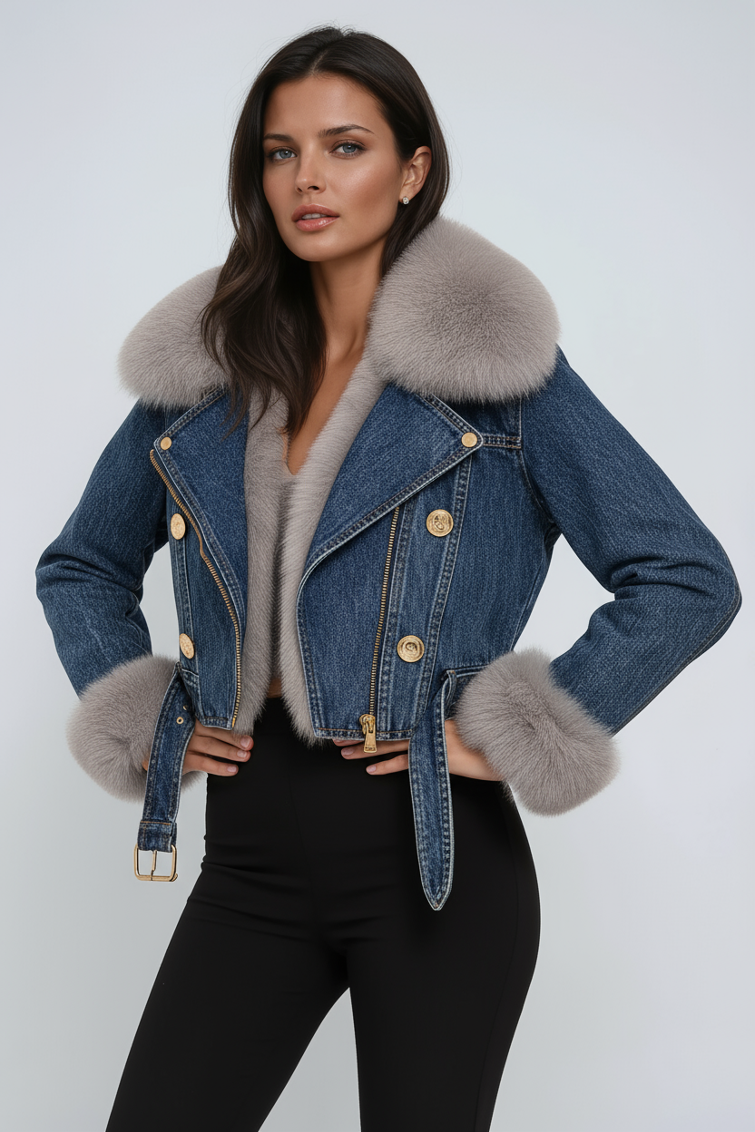 Chaqueta de mujer abrigada cuello peluche invernal