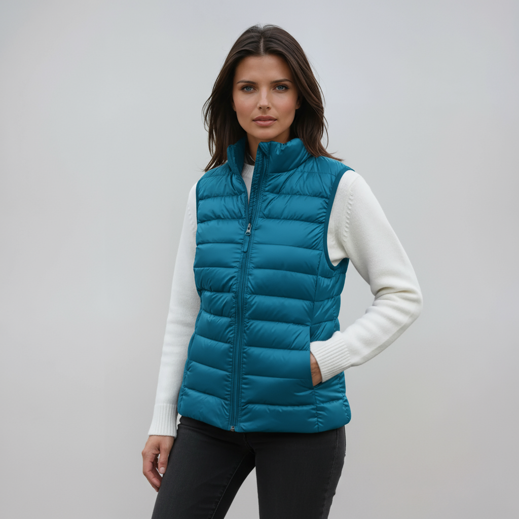 Chaleco Acolchado Mujer Cuello Alto Ligero