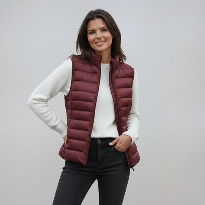 Chaleco Acolchado Mujer Cuello Alto Ligero