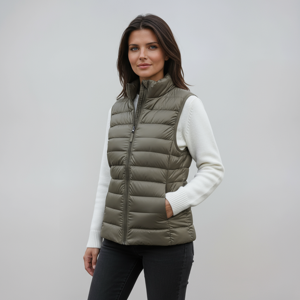 Chaleco Acolchado Mujer Cuello Alto Ligero