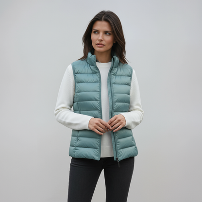 Chaleco Acolchado Mujer Cuello Alto Ligero
