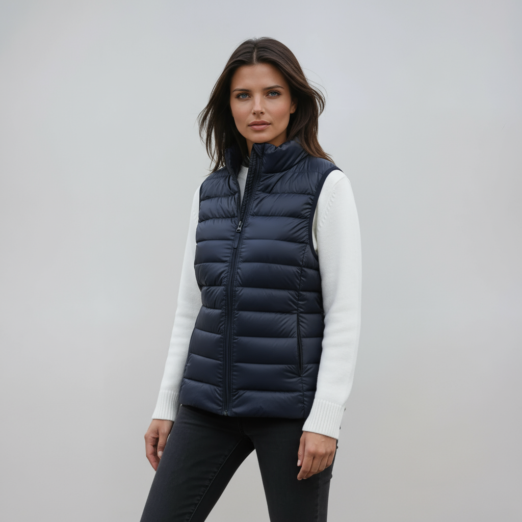Chaleco Acolchado Mujer Cuello Alto Ligero