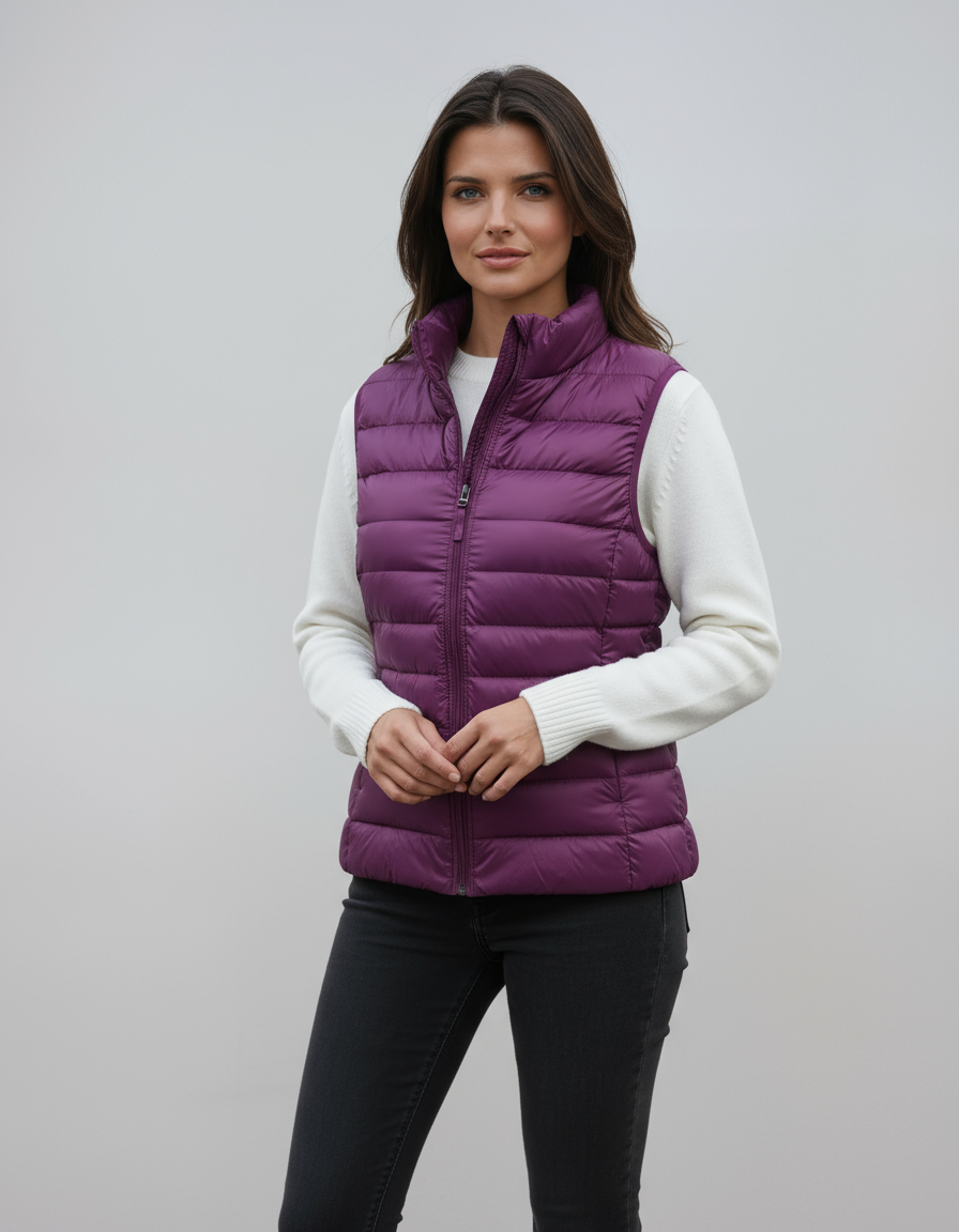 Chaleco Acolchado Mujer Cuello Alto Ligero